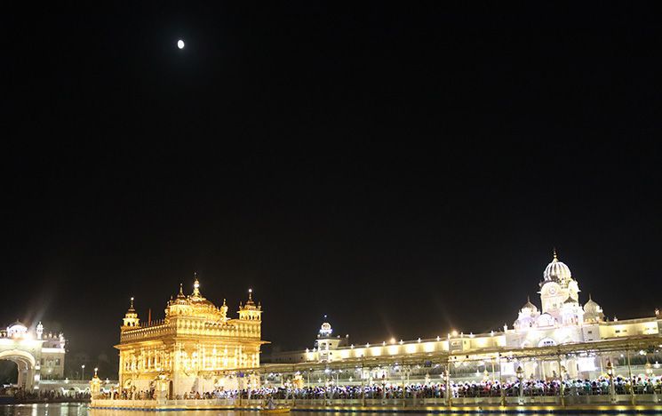 Harmandir Sahib on a moonlit night