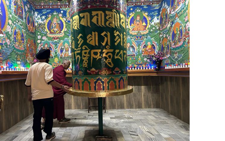 Prayer wheels in Buddhist shrine, McLeod Ganj.