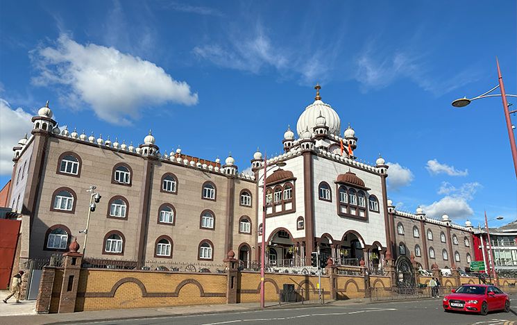Guru Nanak Nishkam Sewak Jatha, a prominent gurdwara on Handsworth Road in Birmingham, UK.