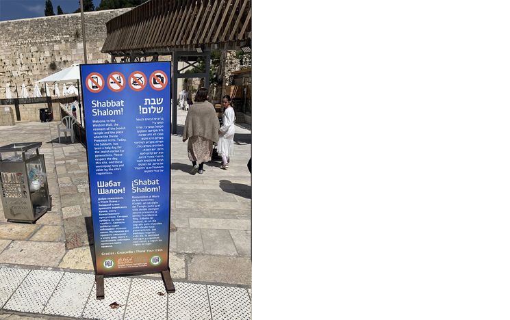 Signs at Western Wall Plaza