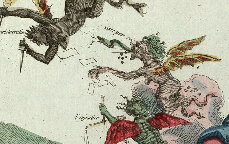 Detail of French revolutionary print depicting equality and its enemies