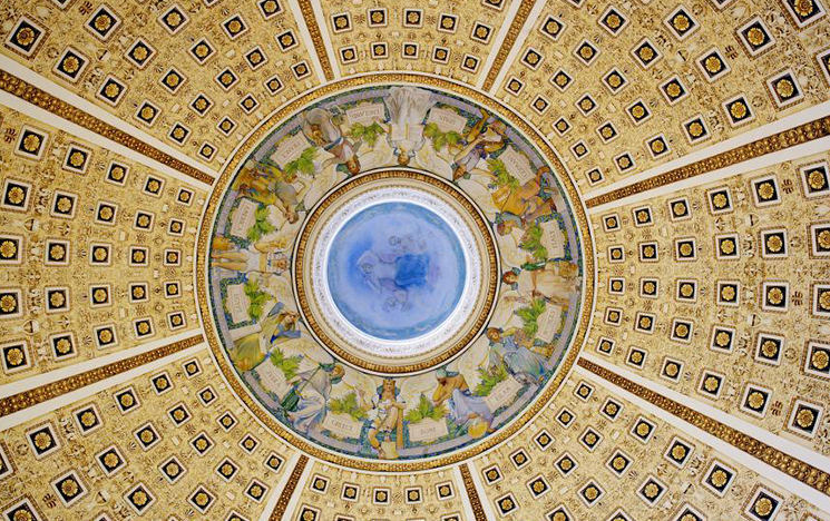 The ceiling of the Library of Congress Dome