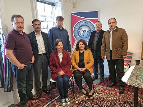 Prof. Magnus Marsden poses for a photo with members of the Farsi Action Foundation