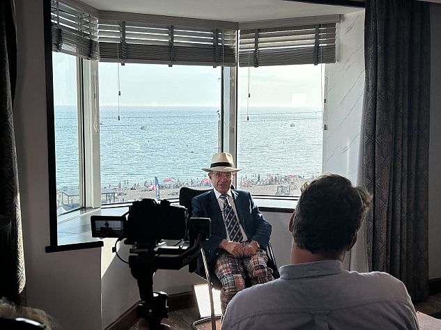 Jack Abrahams being interviewed