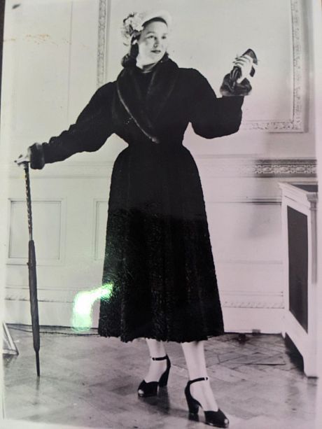 Model in London wearing a coat made from Afghan Karakul fur (Hudson's Bay Company archives, 1950s)