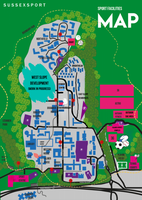 Map of sports facilities on campus