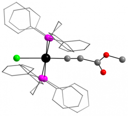 Molecular struture of chlororuthenium methylpropiolate complex