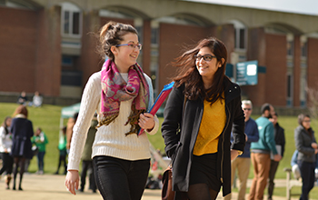 Students walking through campus during term time