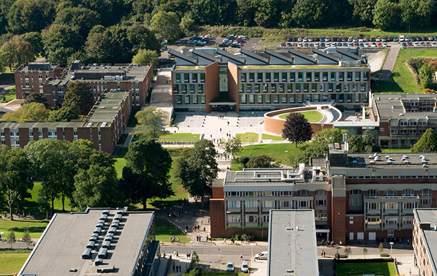 An aerial view of part of the University of Sussex campus