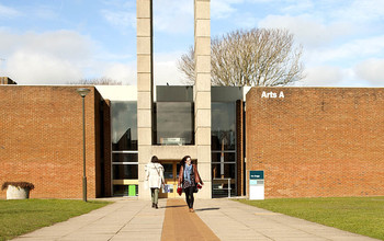 The entrance to Arts A on the University of Sussex campus