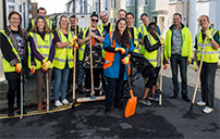 Students at the University of Sussex street clean