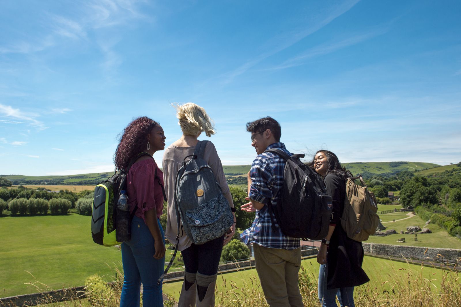 Students walking in the South Downs