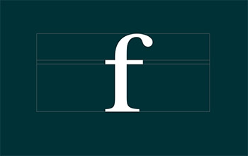 The letter F to signify a typeface