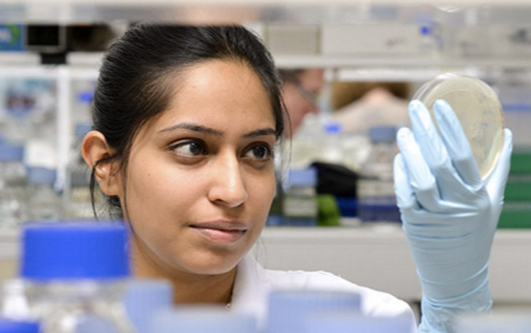 Student in a lab at the University of Sussex