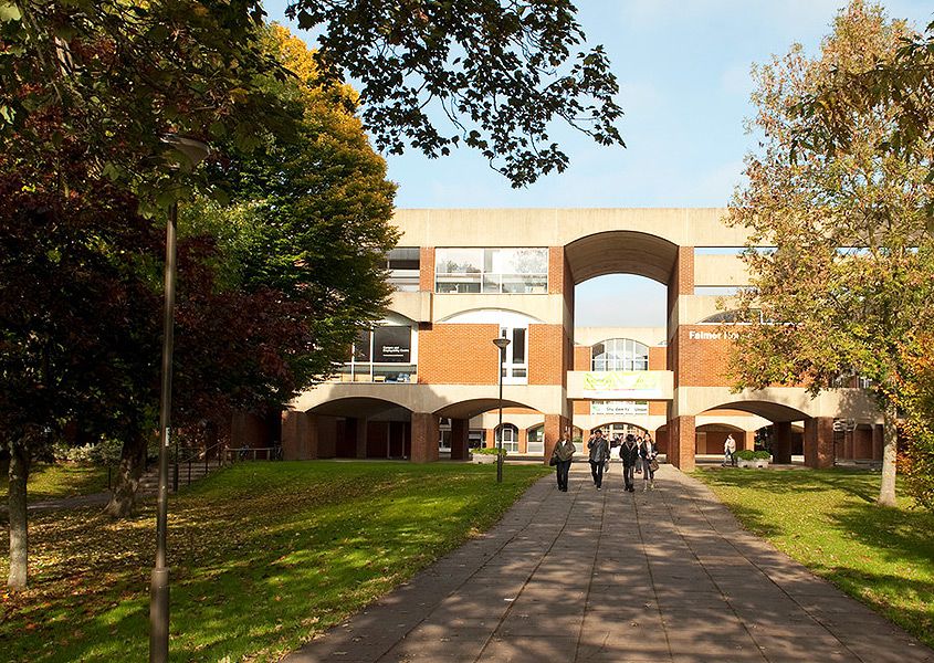 the entrance to Falmer House on the University of Sussex campus