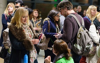 Students chatting at a Careers Fair