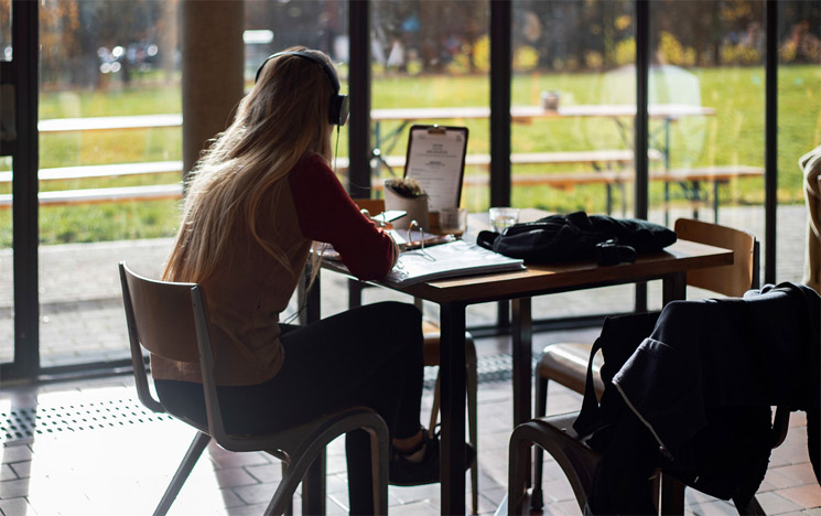 Student studying at the Attenborough Centre for the Creative Arts at the University of Sussex