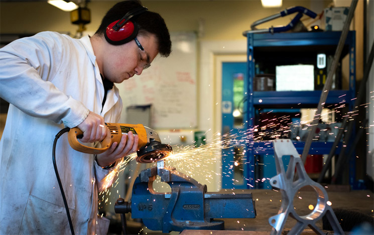 Student working in an engineering workshop