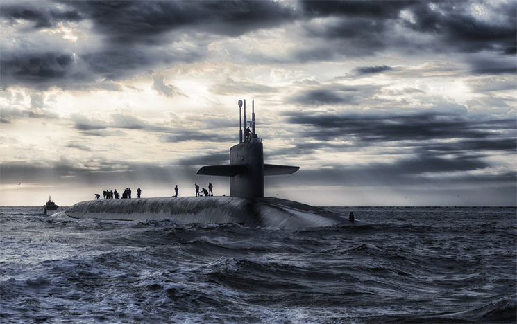 A submarine out at sea