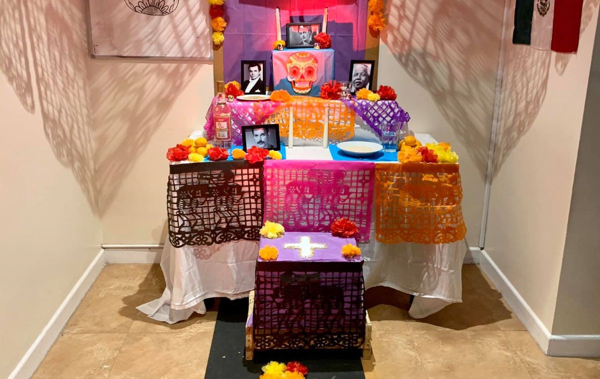 A colourful shrine honours the dead as part of Day of the Dead celebrations