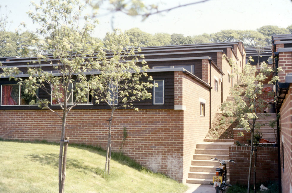 Image showing the original, red-brick, stepped East Slope accommodation halls.