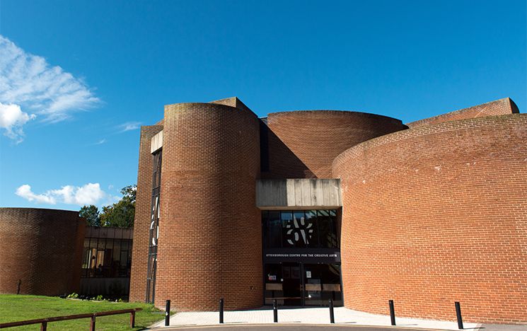 The entrance to Attenborough for Creative Arts on a sunny day.