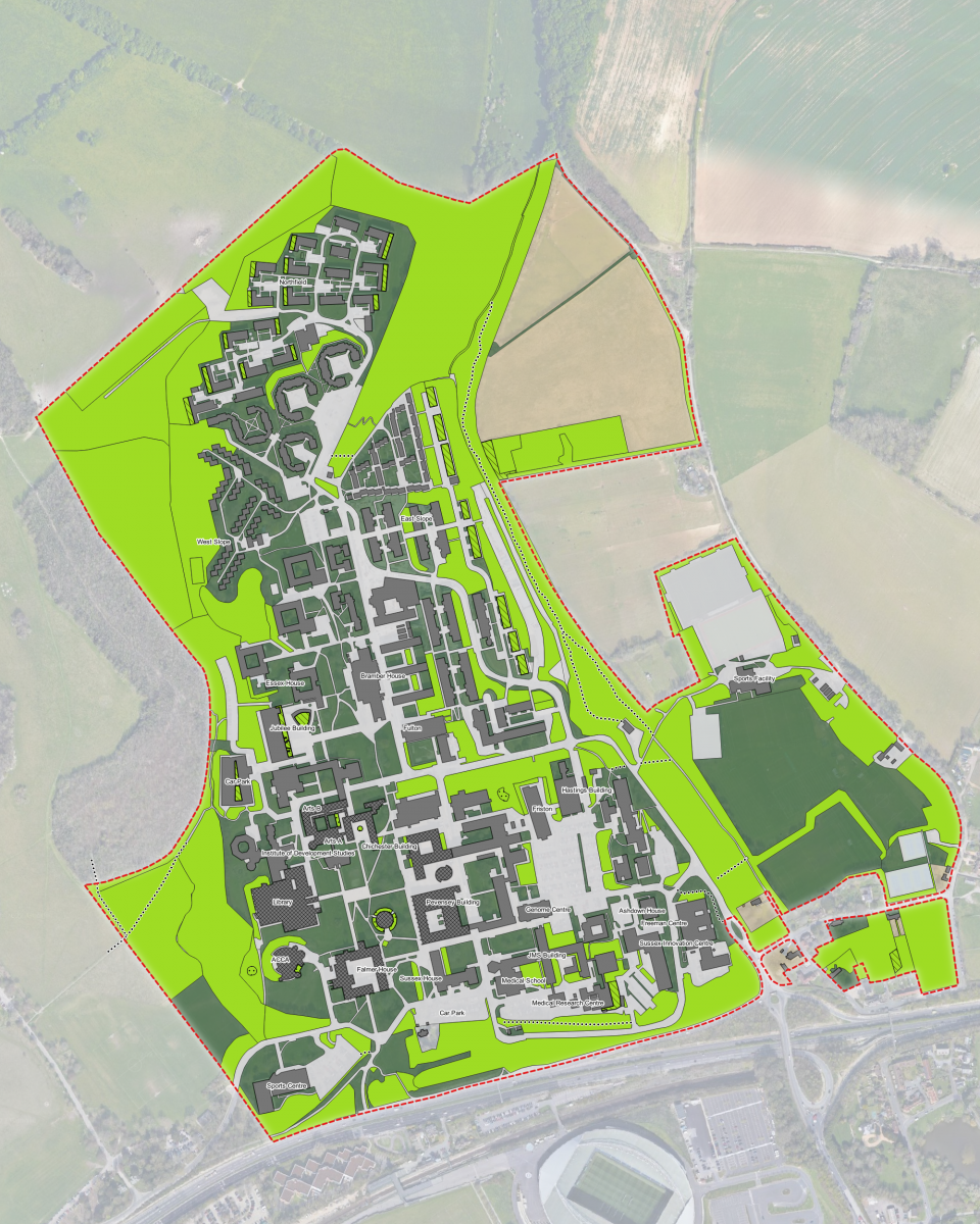 Map showing the current land use scenario on campus.