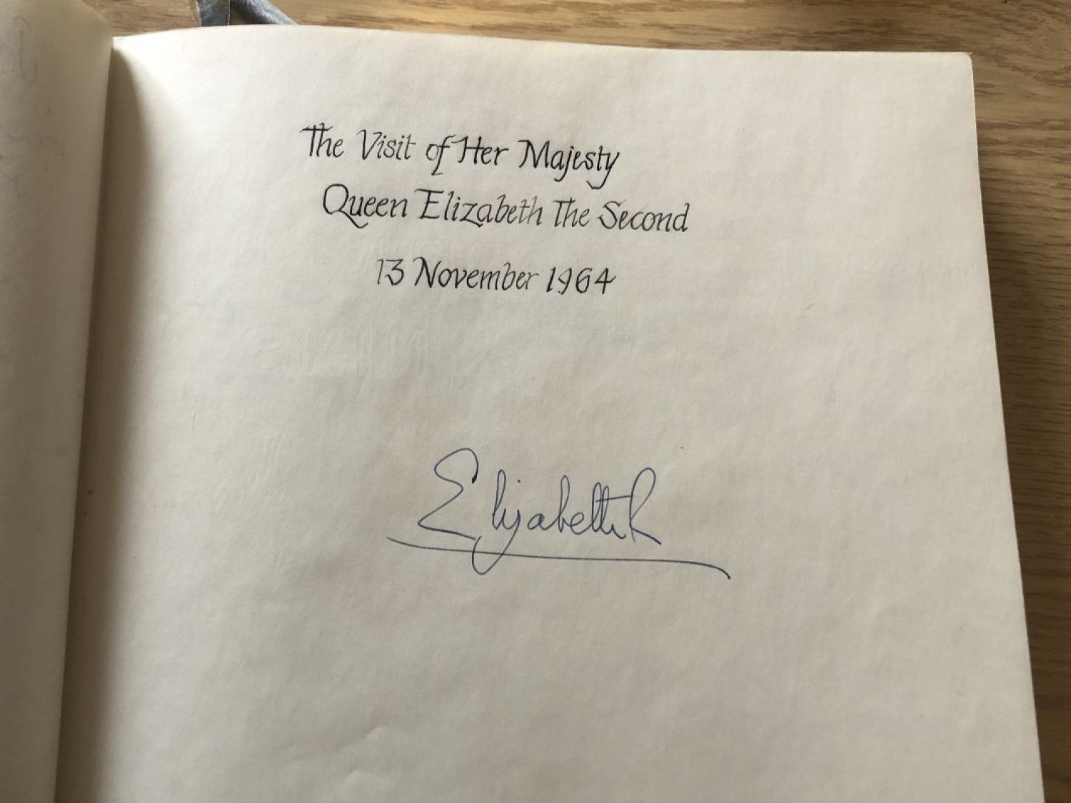 The Queen's signature in the visitors' book