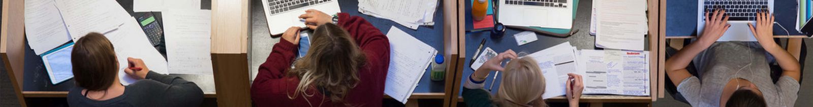 Students working in library