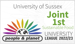Sussex came joint first in Sustainable Food on the 2022/23 People and Planet University League.
