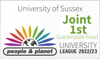 Sussex came joint first in Sustainable Food on the 2022/23 People and Planet University League.
