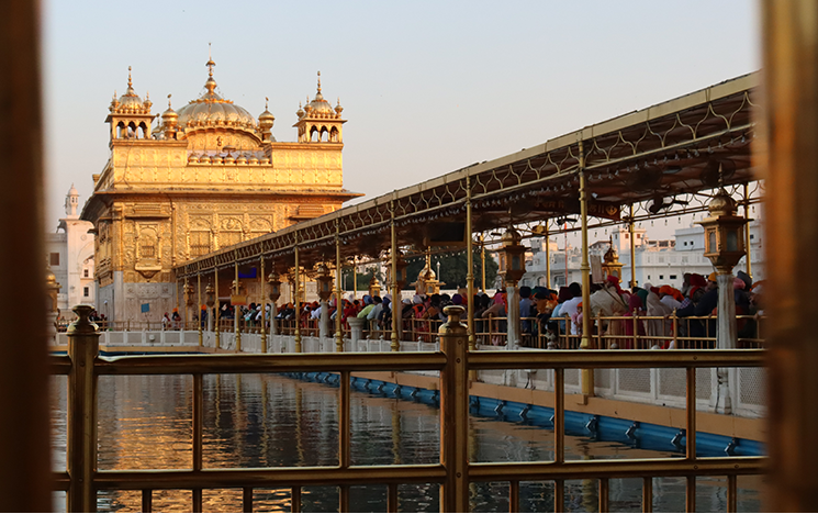 Walkway into the Golden Temple in Amritsar