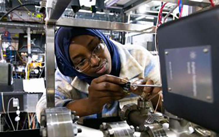 A student using a quantum computer.