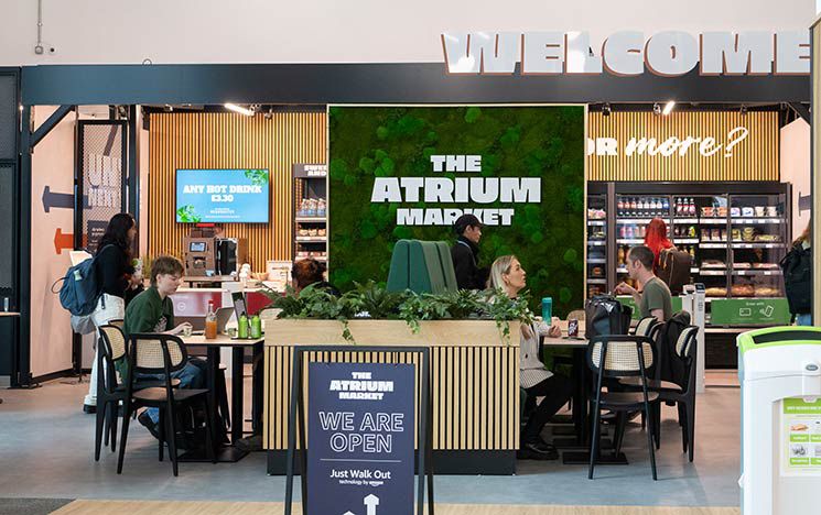 The entrance to the Atrium Market