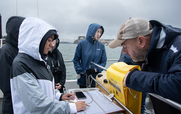 Geography students on a boat trip