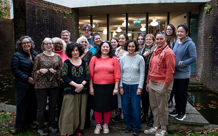 Speakers and walkers from Whose South Downs? stood outside the Attenborough Centre for the Creative Arts