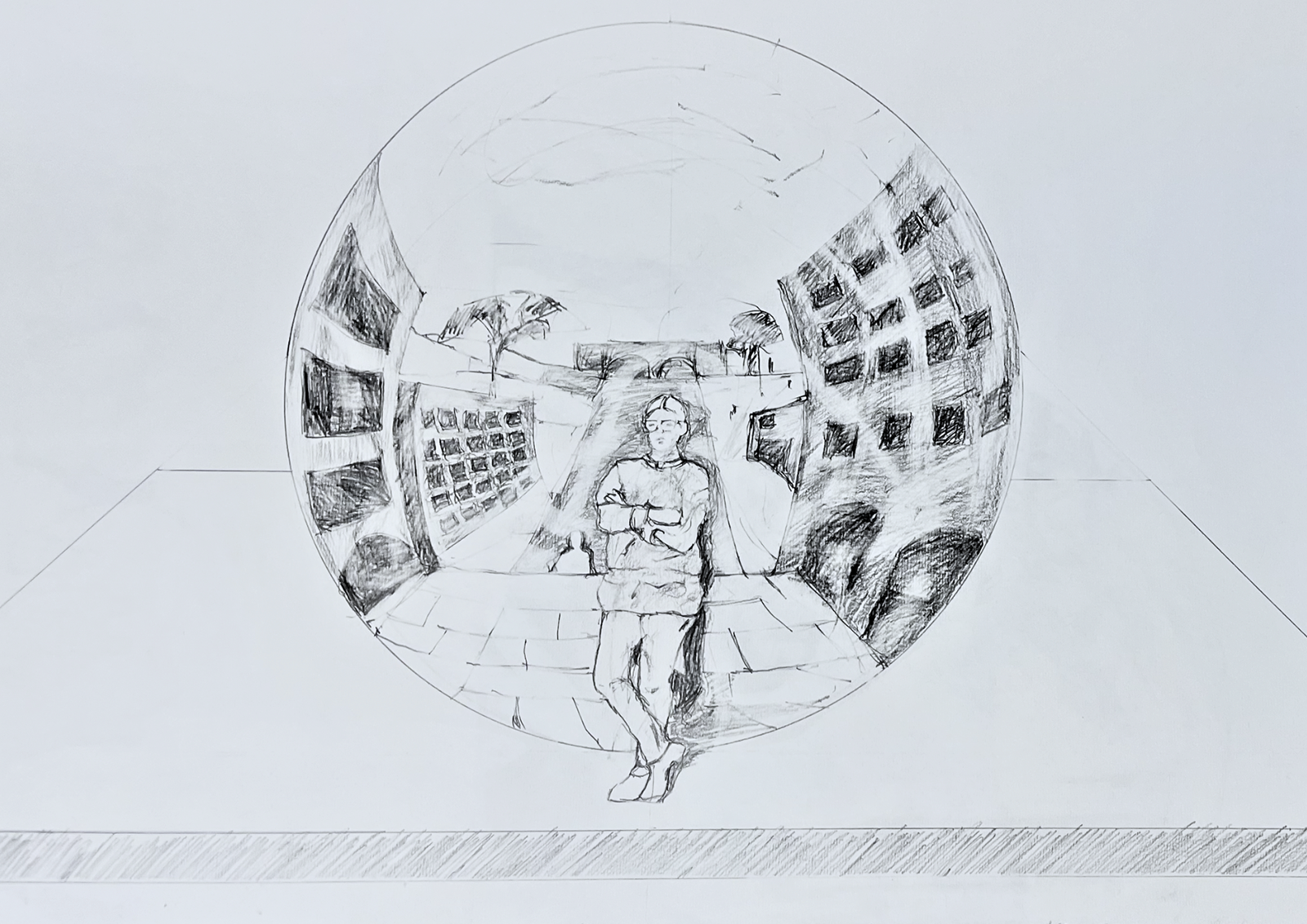 Sketch of ‘Meeting Place’ reflective sphere