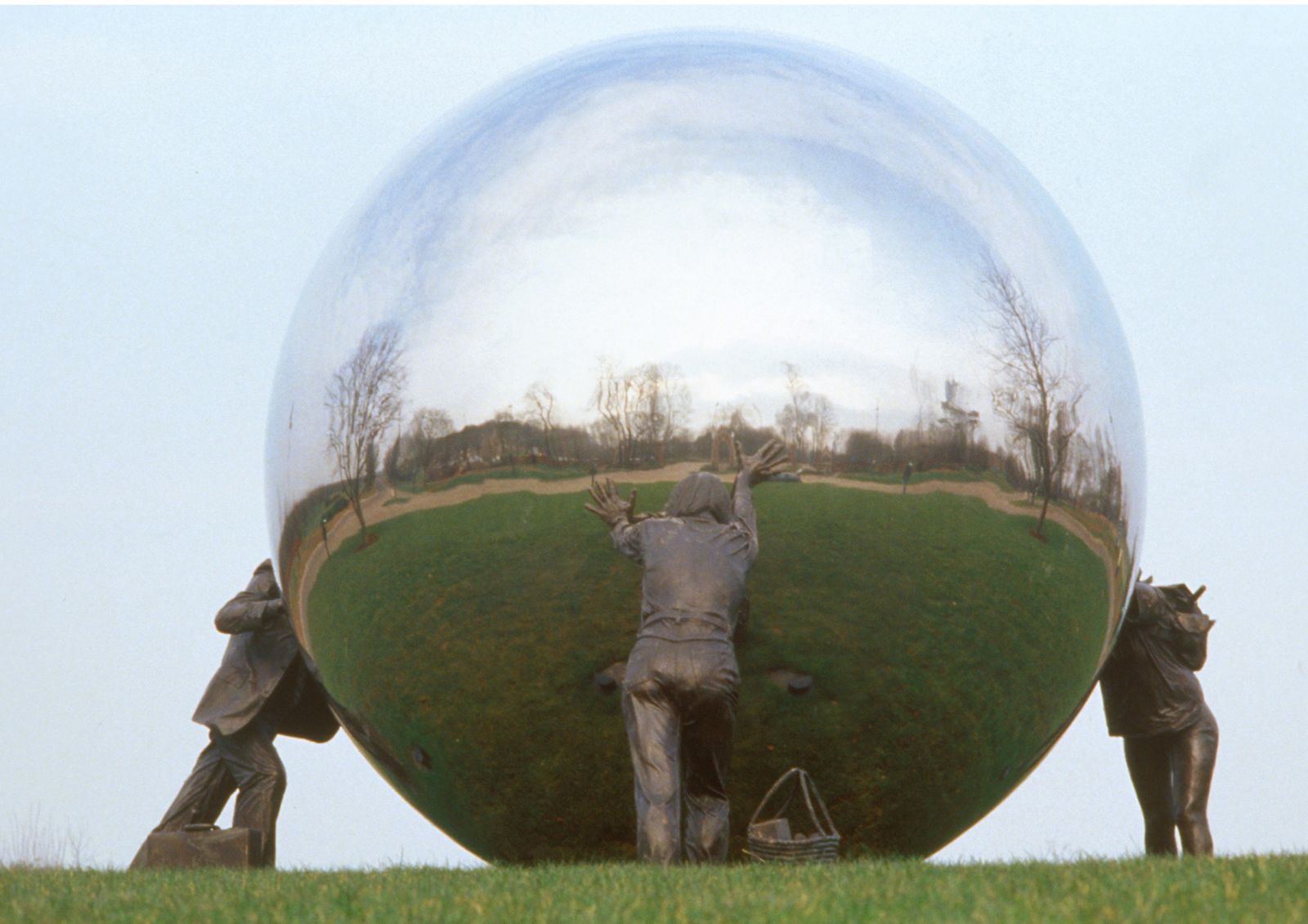 Reflective sphere on lawn