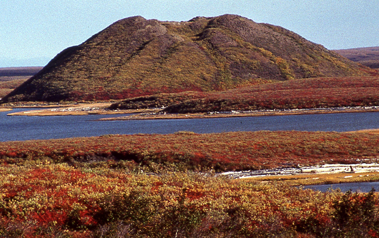 The wide open plain of Ibyuk Pingo, Canada