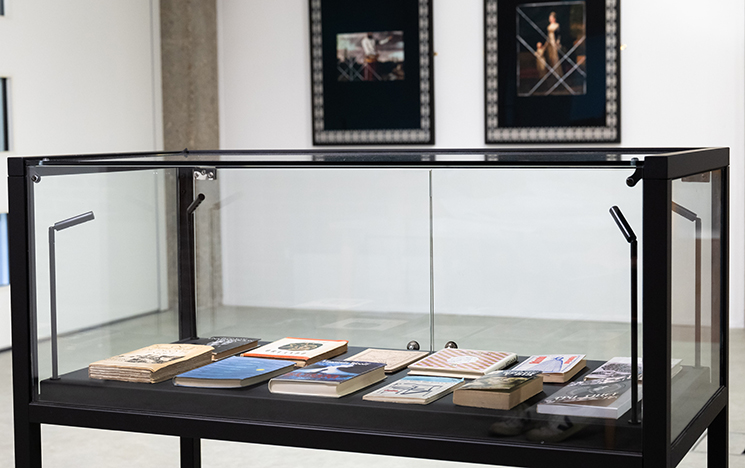A display cabinet containing some of Woolf's publications in translation, from the University Library collection
