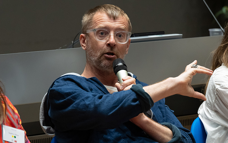 Journalist Charlie Porter speaking during the Exhibiting Modernism panel