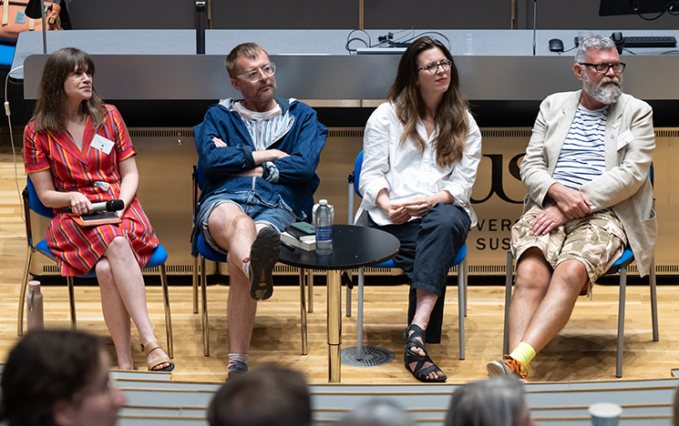 Exhibition Modernism Today panel: (Left to right) Sophie Oliver, Charlie Porter, Hope Wolf, Darren Clarke