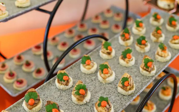 Canapes displayed on a stand