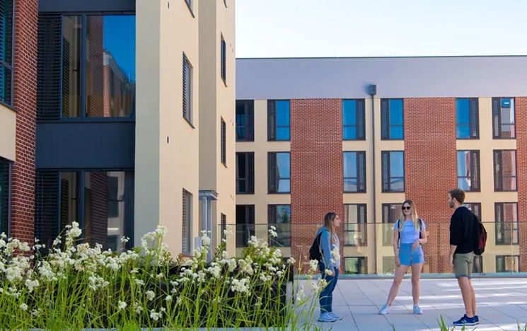 People standing outside a building