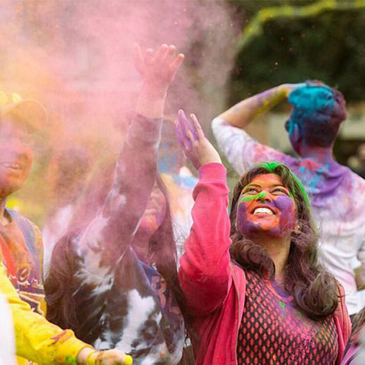 Students celebrating Holi