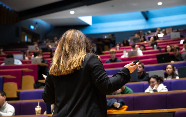 An academic delivers a lecture at the Business School