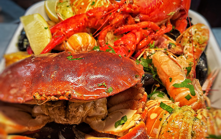 A close up of food at the Velvet Crab