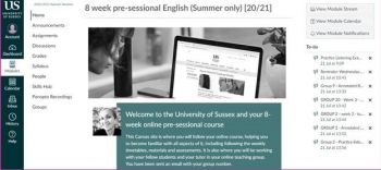 The online pre-sessional course Canvas page