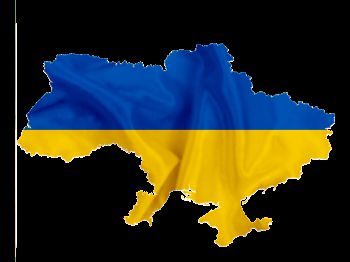 A map of Ukraine in the colours of the national flag