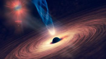 Illustration of a black hole with nebula